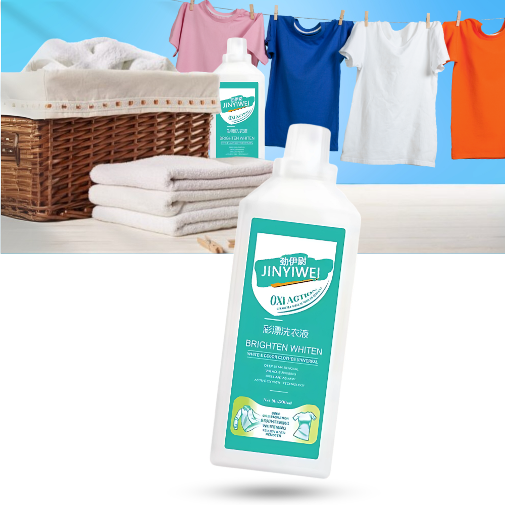 Solução de limpeza com água sanitária da Cleaning Products para proteção de cores em produtos de lavanderia.