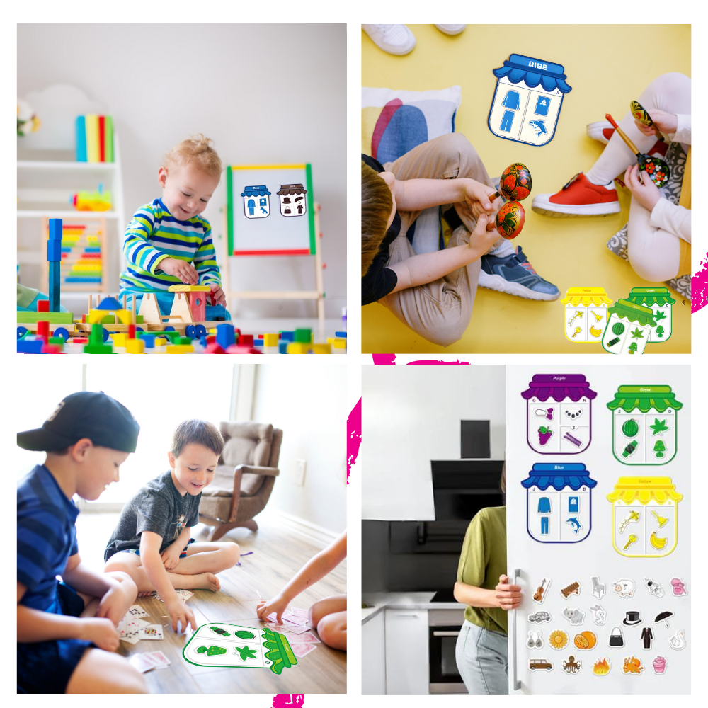 Ímãs educativos coloridos da Bigbolo, brinquedos de aprendizado portátil com peças vibrantes para estimular a criatividade e a educação.