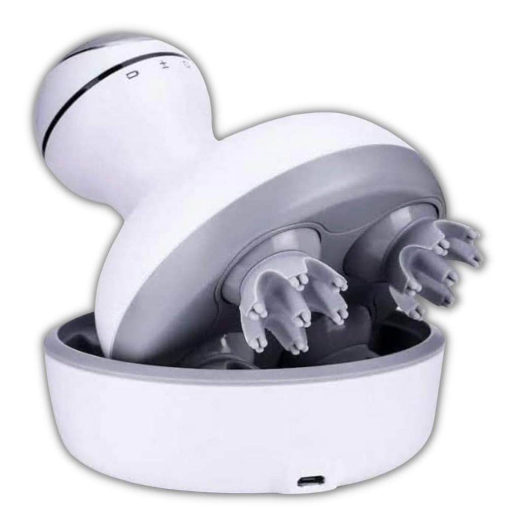 Masseur de couro cabeludo sem fio Comfier para massagem e relaxamento, dispositivo portátil com cabos invisíveis.