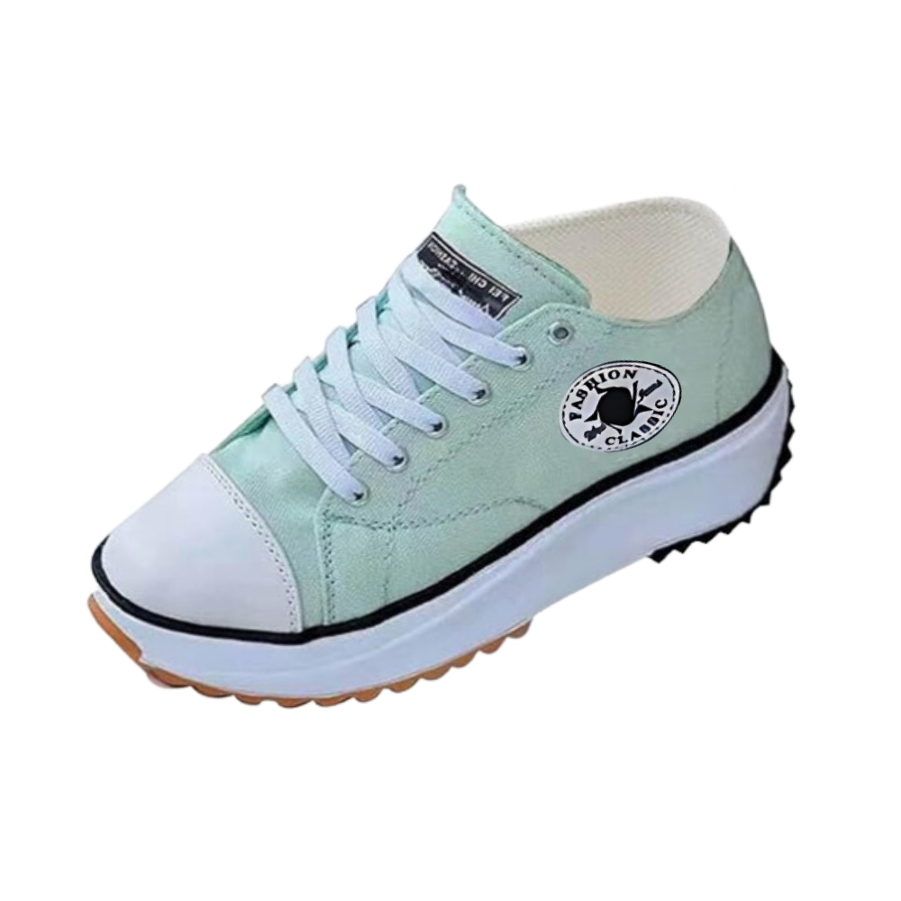 Tênis slip-free de lona com elevação confortável da marca Jointlycreating, na cor verde menta, ideal para uso diário.