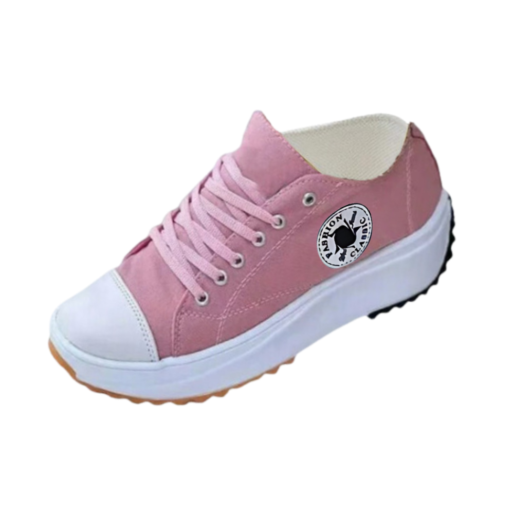 Tênis de lona antiderrapante e confortável, com elevação suave, marca Jointlycreating, cor rosa, para uso casual e seguro