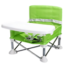 Cadeira infantil dobrável compacta da Globalway, cor verde, para crianças, ideal para refeições e uso portátil.