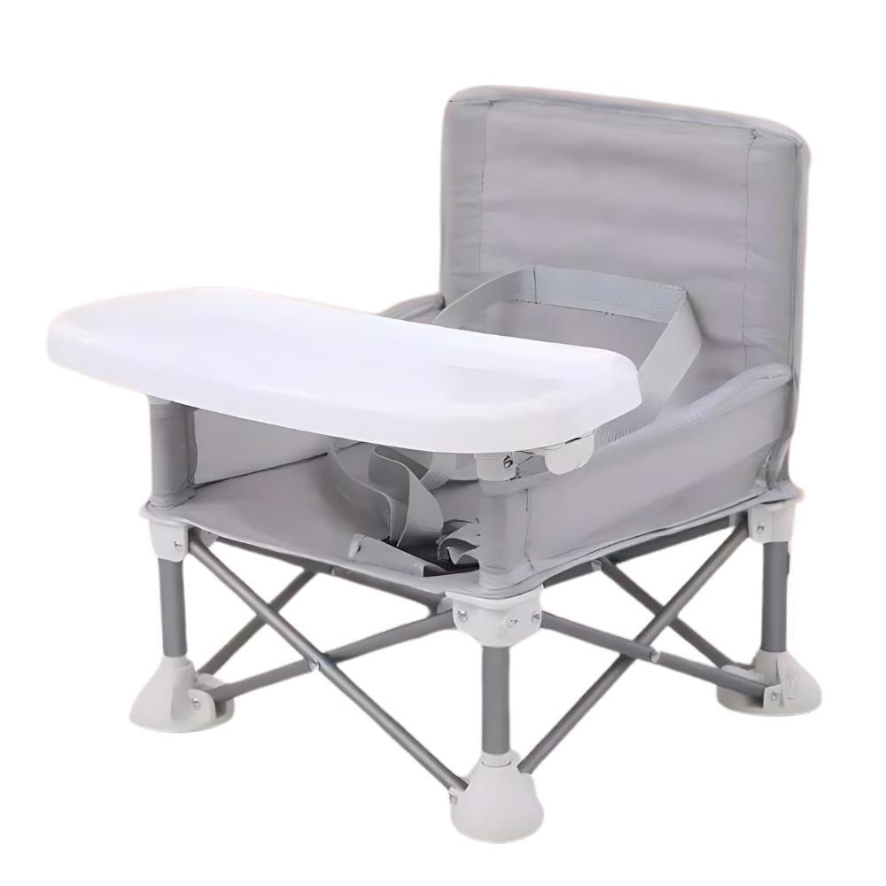 Cadeira pliante infantil compacta da Globalway, cadeira alta ou rehausseur, com assento cinza para crianças.