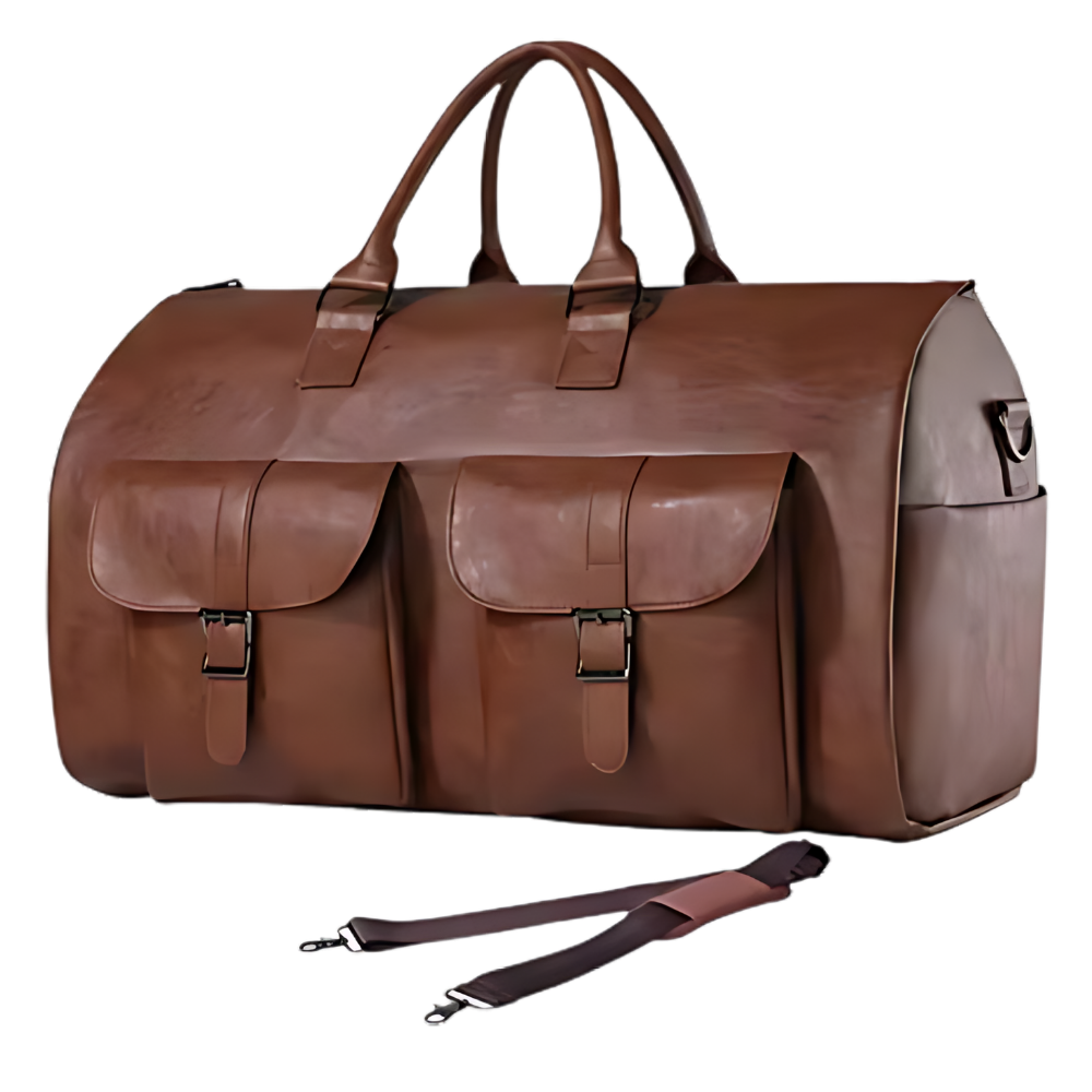 Mochila de viagem conversível da Fvsa em tom marrom, com compartimentos e alça ajustável para transporte fácil.