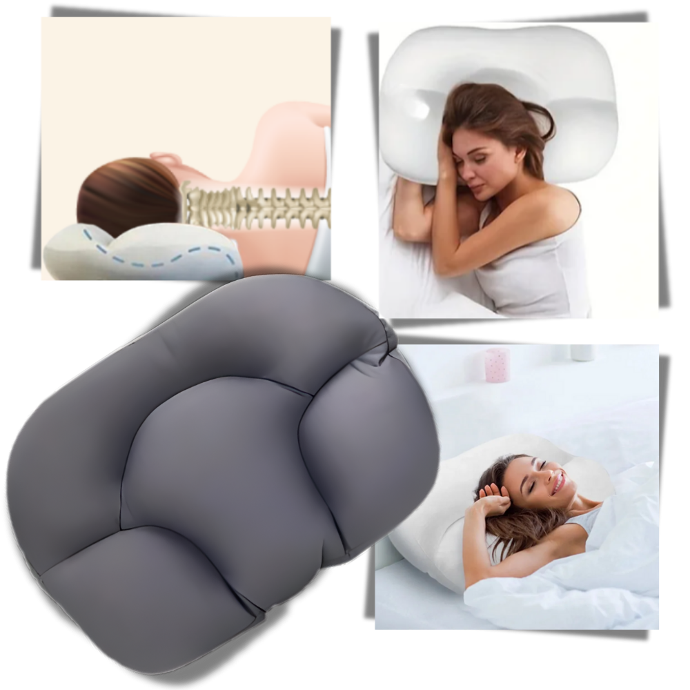 Travesseiro em forma de nuvem com microbilhas refrescantes da marca Saikoo, ideal para uma noite confortável na sua cama.