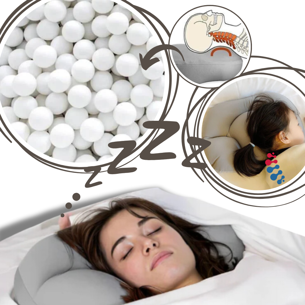 Travesseiro em forma de nuvem com microbolhas refrescantes da marca Saikoo, suporte confortável para a cabeça e pescoço.