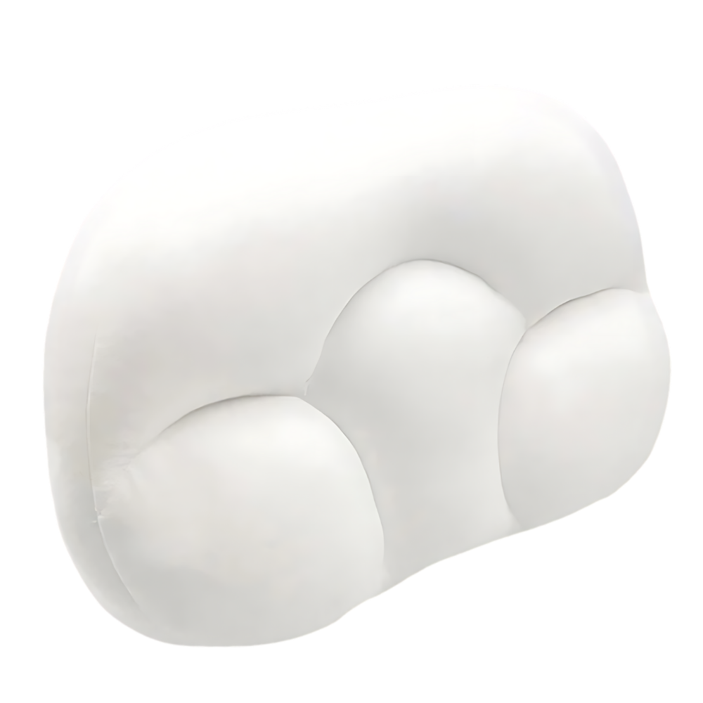 Travesseiro em forma de nuvem com microbolsas refrescantes da Saikoo, na cor branca, ideal para conforto na cama.