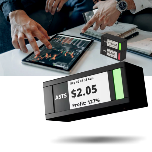 Display digital de bourse e criptomoedas em tempo real com design empilável, marca Coopserbil, para enseignes digitais.