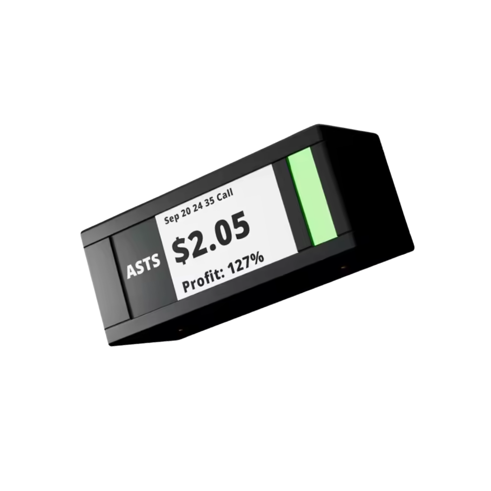 Enseigne numérique Coopserbil affichant cours en direct de bourse et crypto avec design empilable, écran lumineux et moderne.