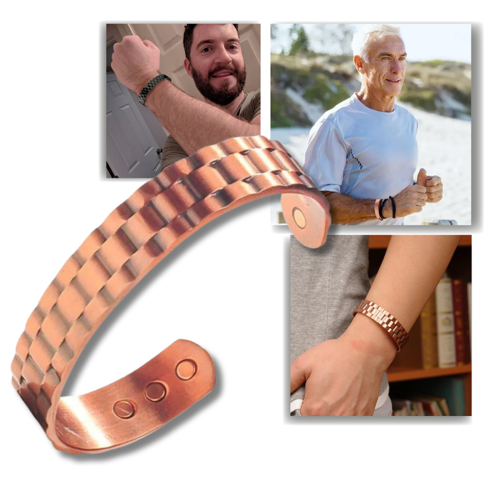 Bracelete de terapia magnética em cobre da Skpblutn, com detalhes e acabamento natural, ideal para saúde e bem-estar.