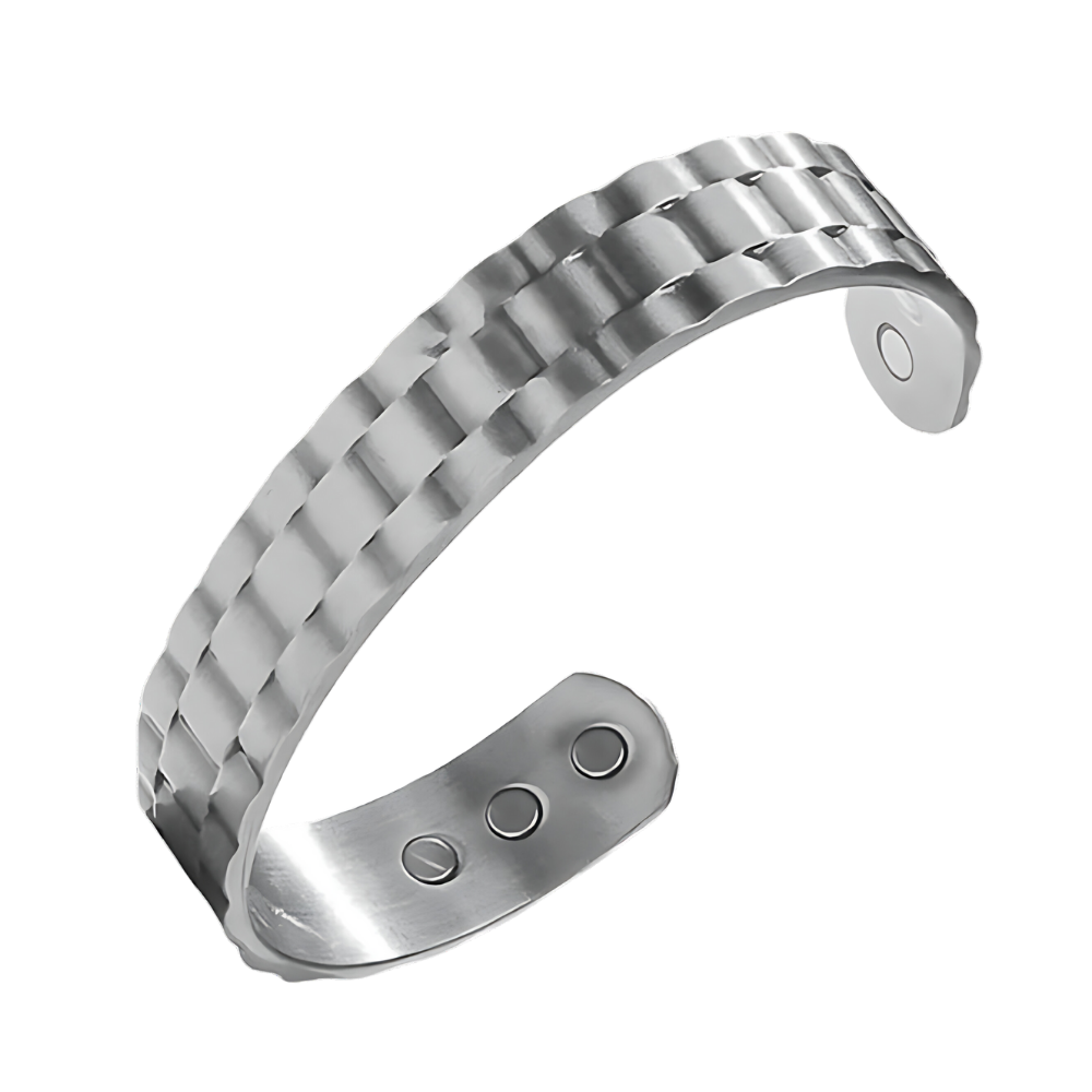 Pulseira de terapia magnética de cobre para saúde, com acabamento prateado, da marca Skpblutn.