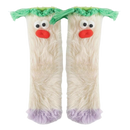 Meias Funky de veludo cor de coral da Untica, com design divertido e confortável, visíveis em branco sobre fundo neutro.