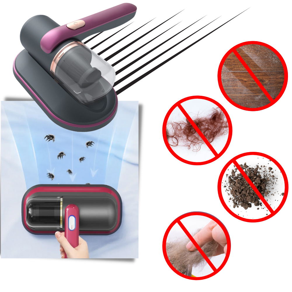 Aspirador sem fio Tomshoo para ácaros, dispositivo de limpeza doméstica com alta velocidade, ideal para eliminar ácaros.