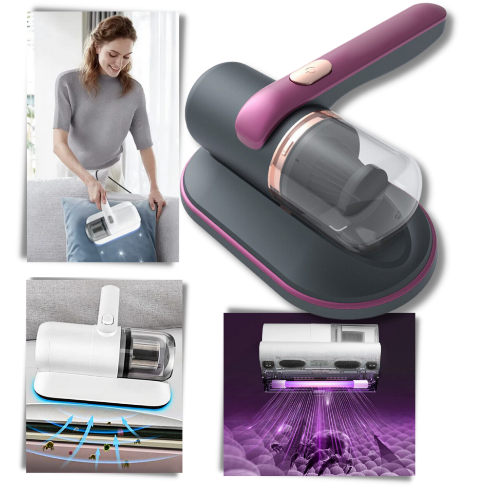 Aspirador de pó sem fio da Tomshoo para limpeza de ácaros, com design portátil e tecnologia de sucção eficiente para casa.