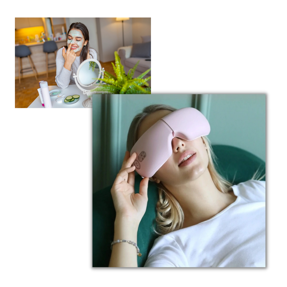 Masseur ocular inteligente da Cotonie, dispositivo branco para massagem e relaxamento dos olhos.