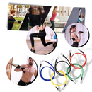 Conjunto de 11 bandas de resistência para exercícios, marca Coutlet, com diferentes níveis de elasticidade e cores variadas.
