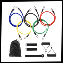 Conjunto de 11 bandas de resistência para exercícios, marca Coutlet, exibe diferentes cores e tamanhos para treinos variados.