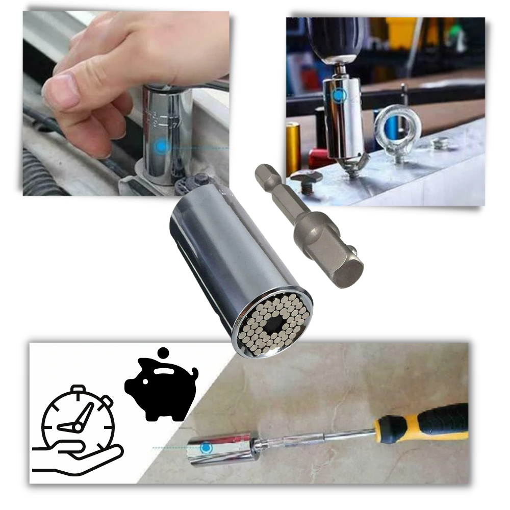 Chave de soquetes universal da marca Coutlet, ferramenta de chaves com encaixe para diferentes tamanhos de porcas e parafusos.