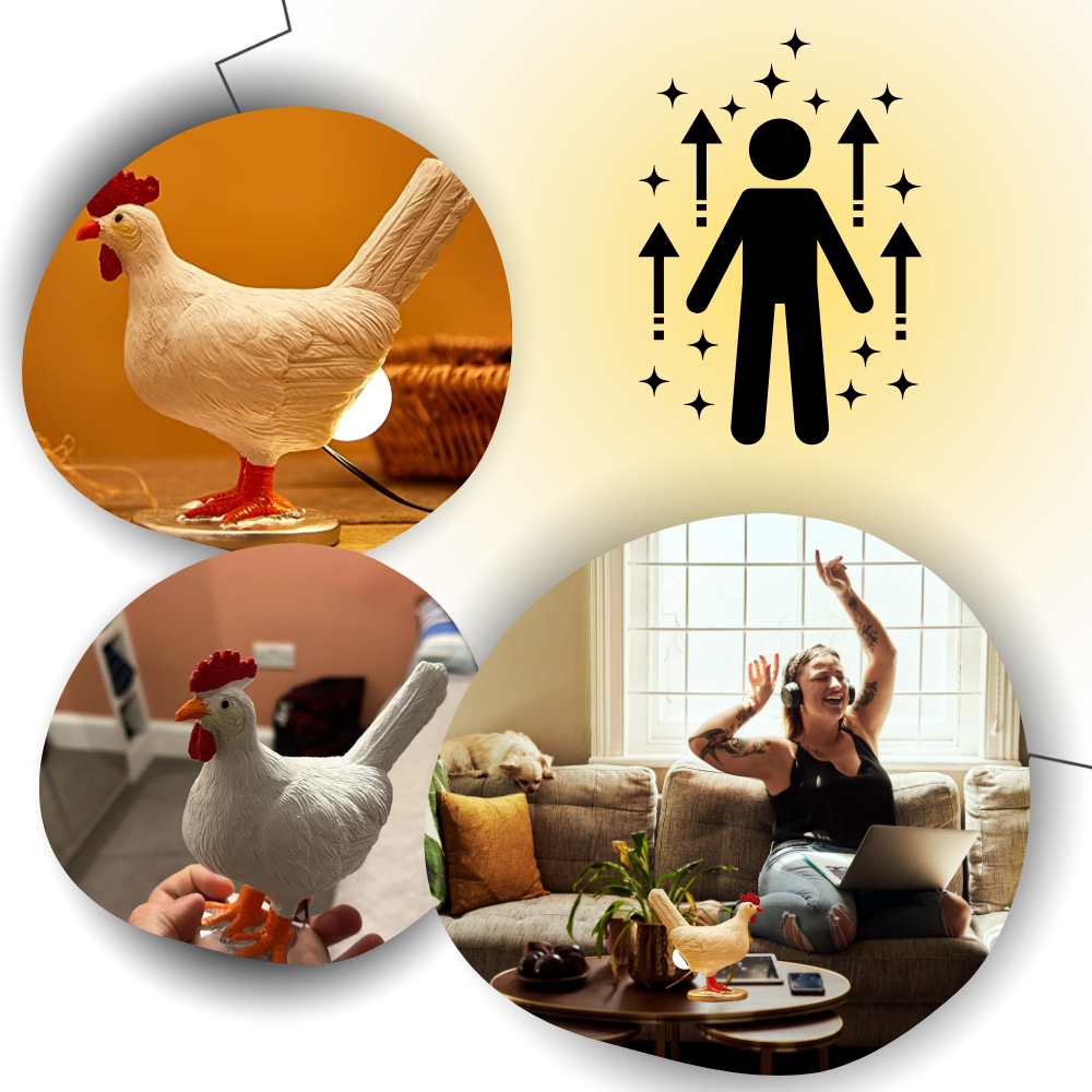 Lâmpada de ambiente em formato de galinha da Tagold, luz suave e decorativa para quartos e espaços aconchegantes.