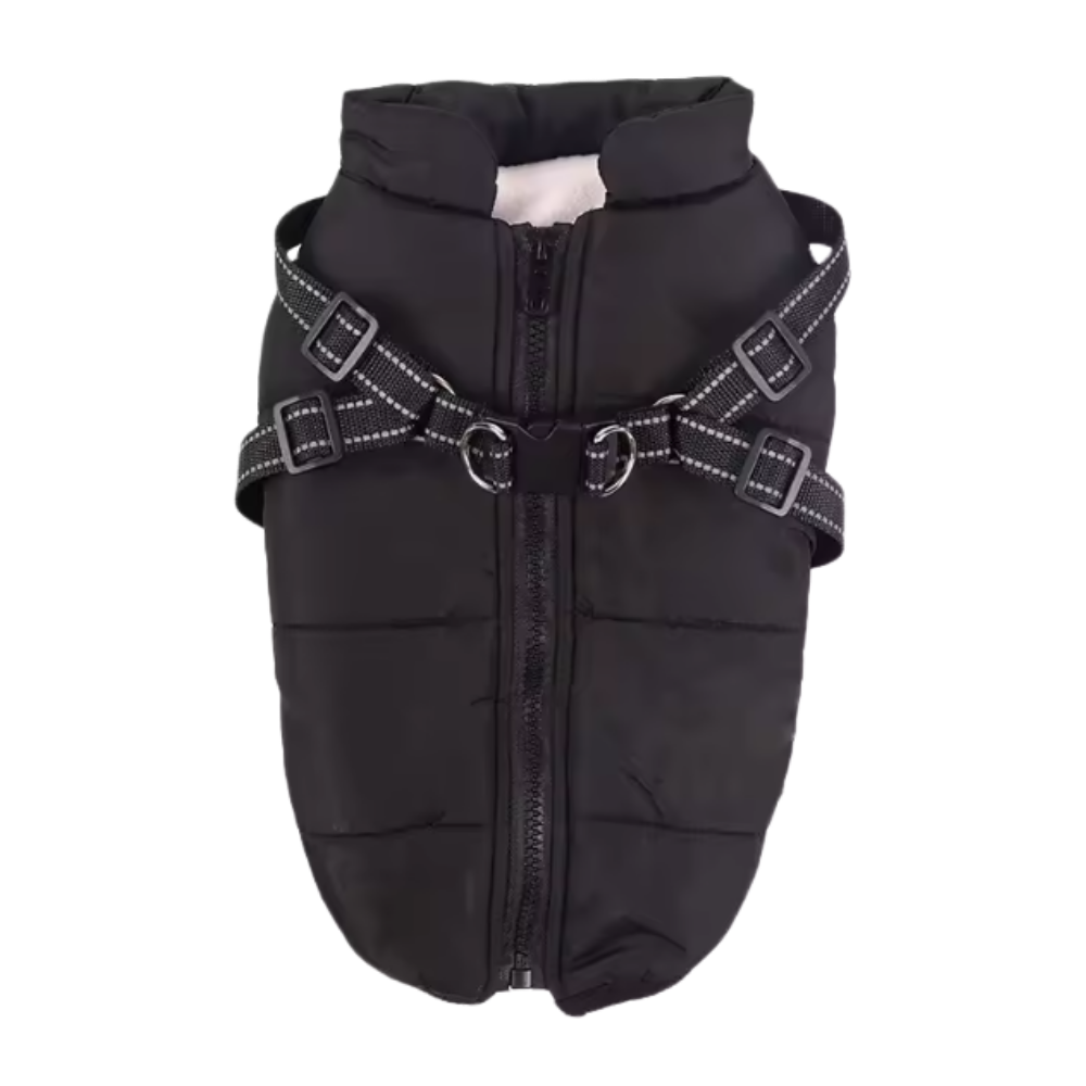 Coleira de inverno confortável para cachorro da marca Popvcly, jaqueta preta acolchoada para cães, acessório de inverno.