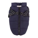 Casaco de inverno azul da Popvcly para cães, veste confortável com capuz e tecido quente para o frio.