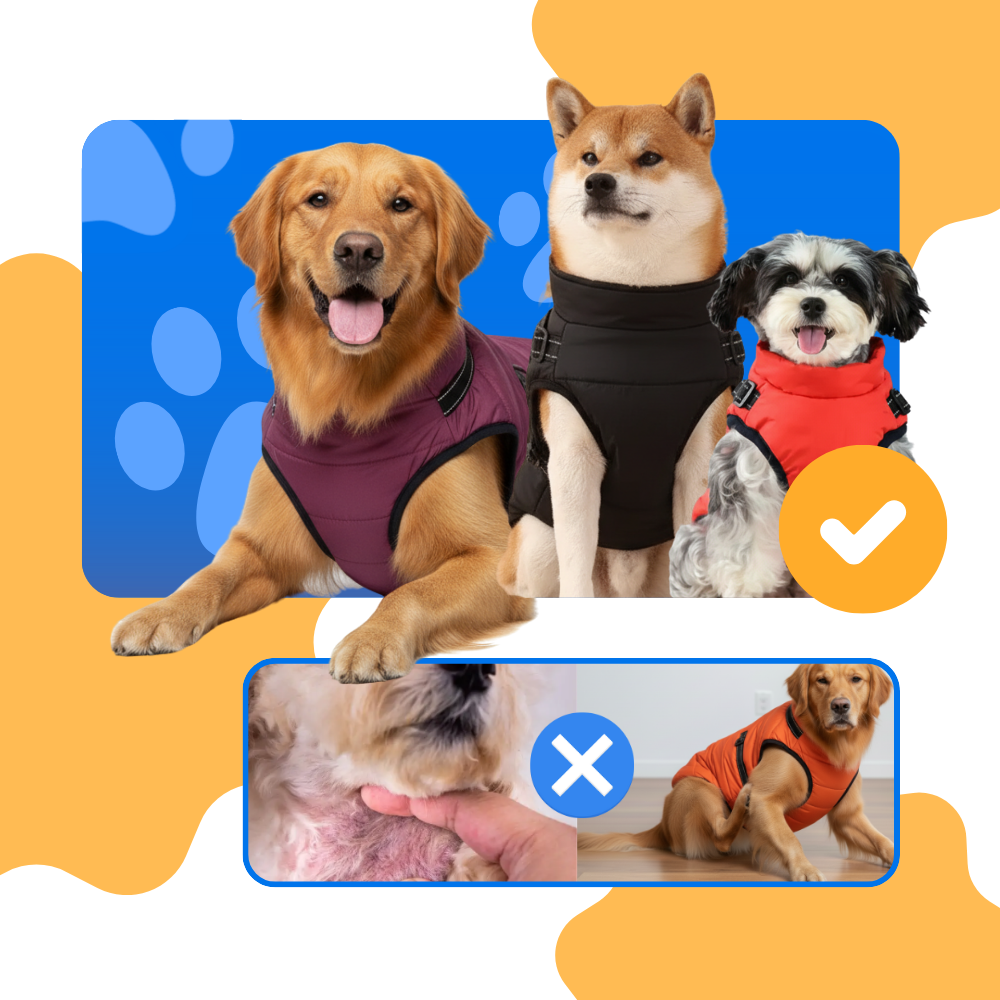 Colete de inverno confortável para cachorro da marca Popvcly, com acabamento acolchoado e ajuste personalizado.