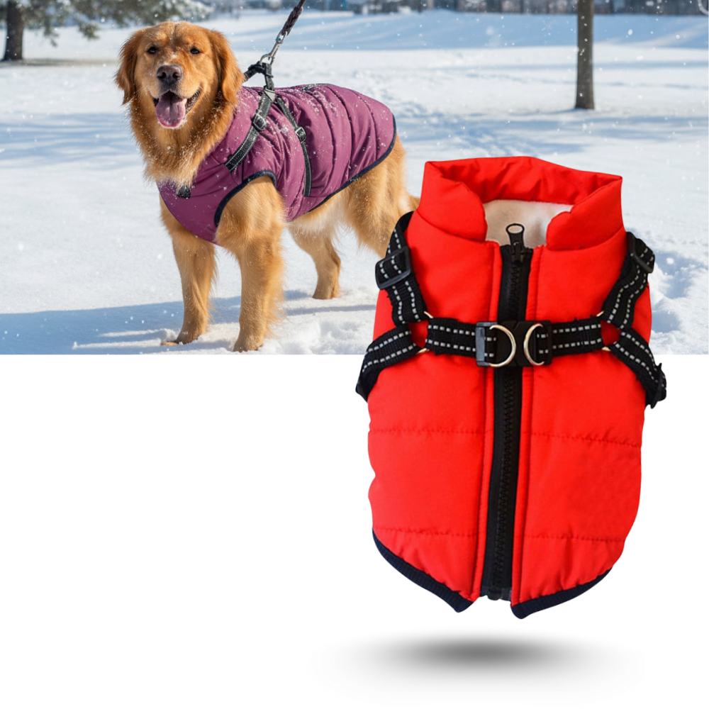 Colete de inverno confortável para cães da marca Popvcly, com tecido acolhedor e ajuste fácil para passeios no frio.