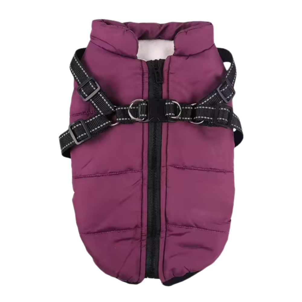 Coleira de inverno confortável para cachorro, acessório para cães da marca Popvcly, em tom roxo, com isolamento acolhedor.