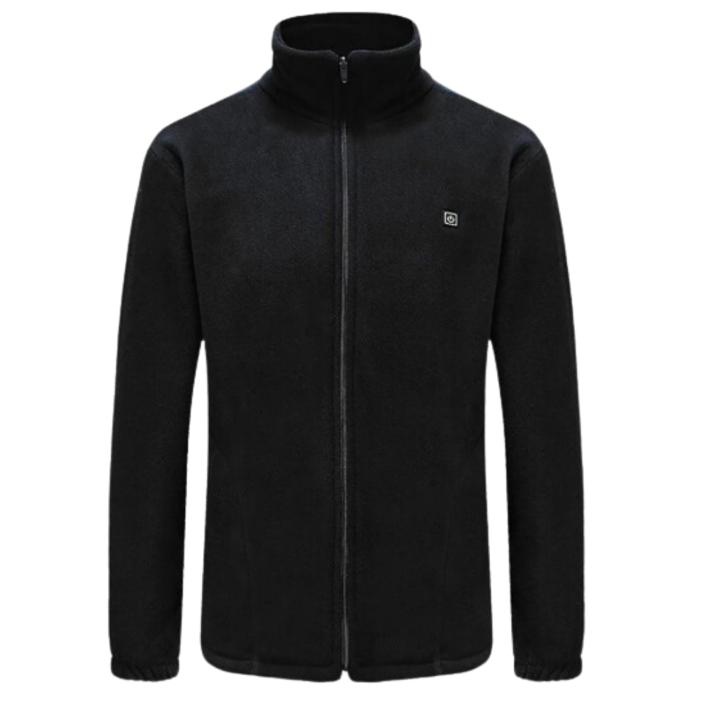 Jaqueta de fleece polaire aquecente da Ukap, roupa de exterior preta, ideal para clima frio e atividades ao ar livre.