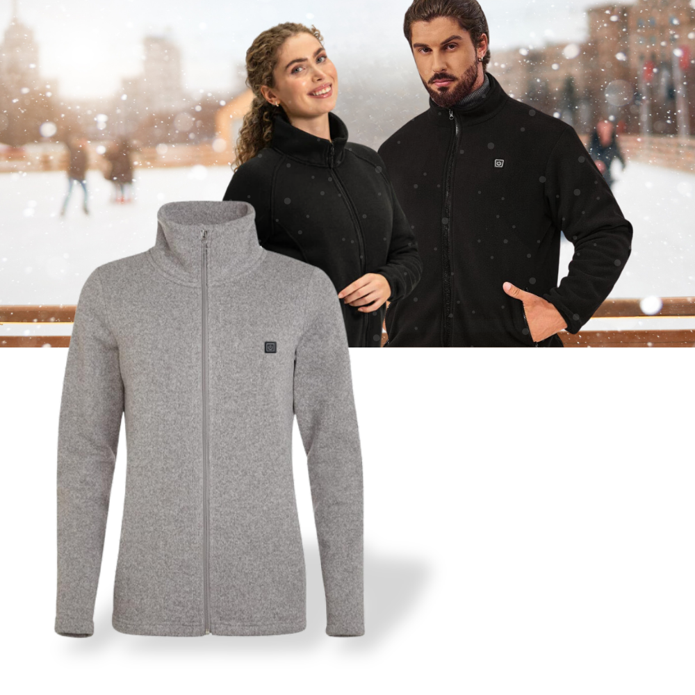 Jaqueta de fleece aquecente Ukap, veste polaire confortável para atividades ao ar livre, com capuz e fecho frontal.