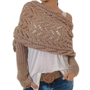 Casaco de tricô confortável da Basico com ombros descobertos, ideal para looks elegantes e aconchegantes em tom camel.