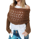 Casaco de tricô confortável da Basico, com ombros descobertos, ideal para looks aconchegantes e elegantes em tom café escuro.