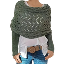 Xale ou casaco de tricô aconchegante da Basico, com ombros descobertos em tom cinza esverdeado, ideal para looks casuais.