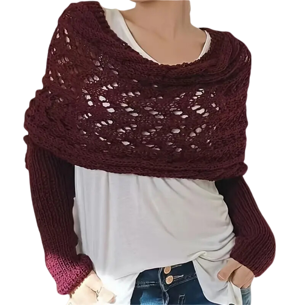 Casaco de tricô aconchegante com ombros descobertos da marca Basico, ideal para looks confortáveis e elegantes.