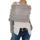 Casaco de tricô leve bege da Basico com ombros descobertos, ideal para looks confortáveis e estilosos em dias frios.
