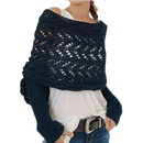 Gola de tricô azul marinho com ombros descobertos, peça confortável da marca Basico, ideal para looks casuais e elegantes.