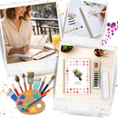 Livro de colorir aquarela de temas variados da Createspace Publishing, com ilustrações de flores e desenhos criativos.