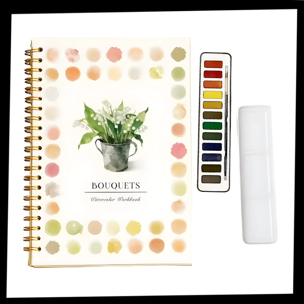 Livro de colorir aquarela multi-temas da Createspace Publishing, com desenhos de flores para atividades de loisirs criativos.