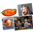Conjunto de pratos e utensílios de cozinha da Constructive Eating, ideal para refeições criativas e estimular a imaginação infantil.