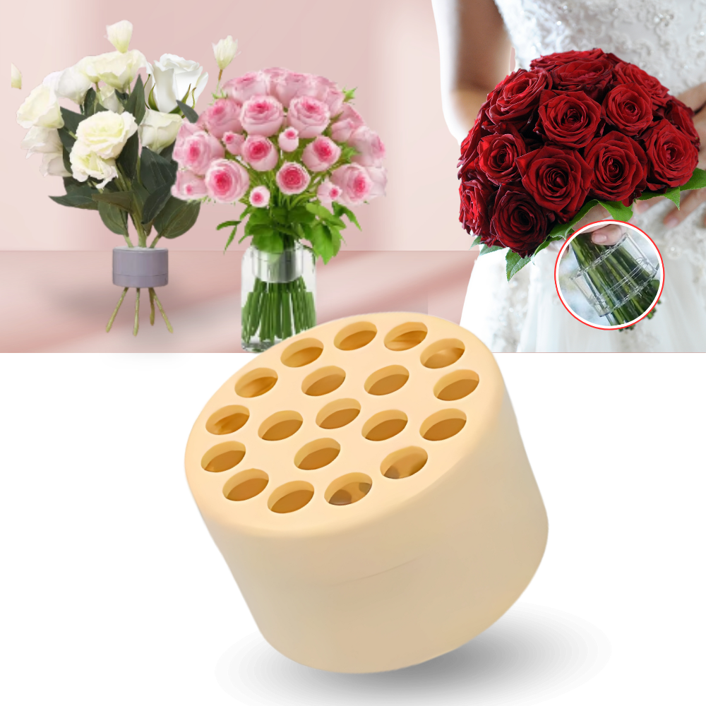 Suporte criativo para arranjos florais, vaso decorativo da marca Otemrcloc, ideal para composições florais criativas.