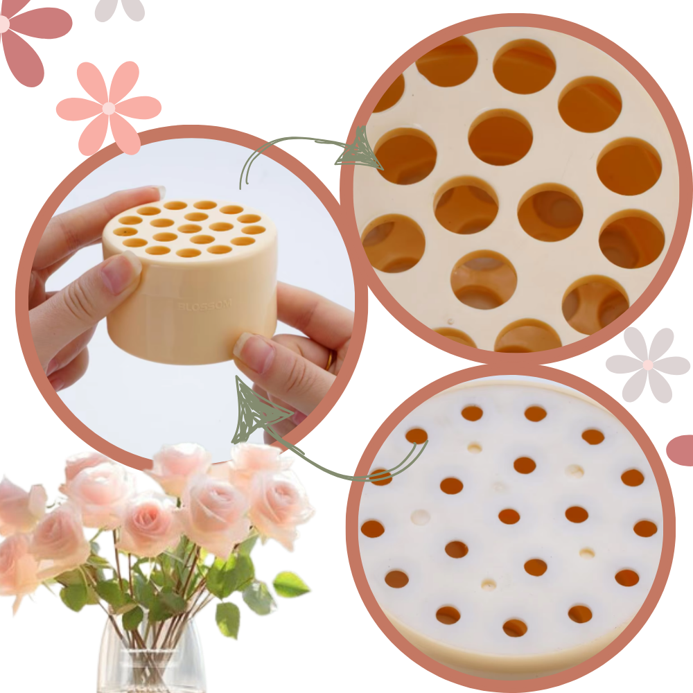 Suporte criativo para arranjos florais da marca Otemrcloc, com design inovador para vasos de composição floral.