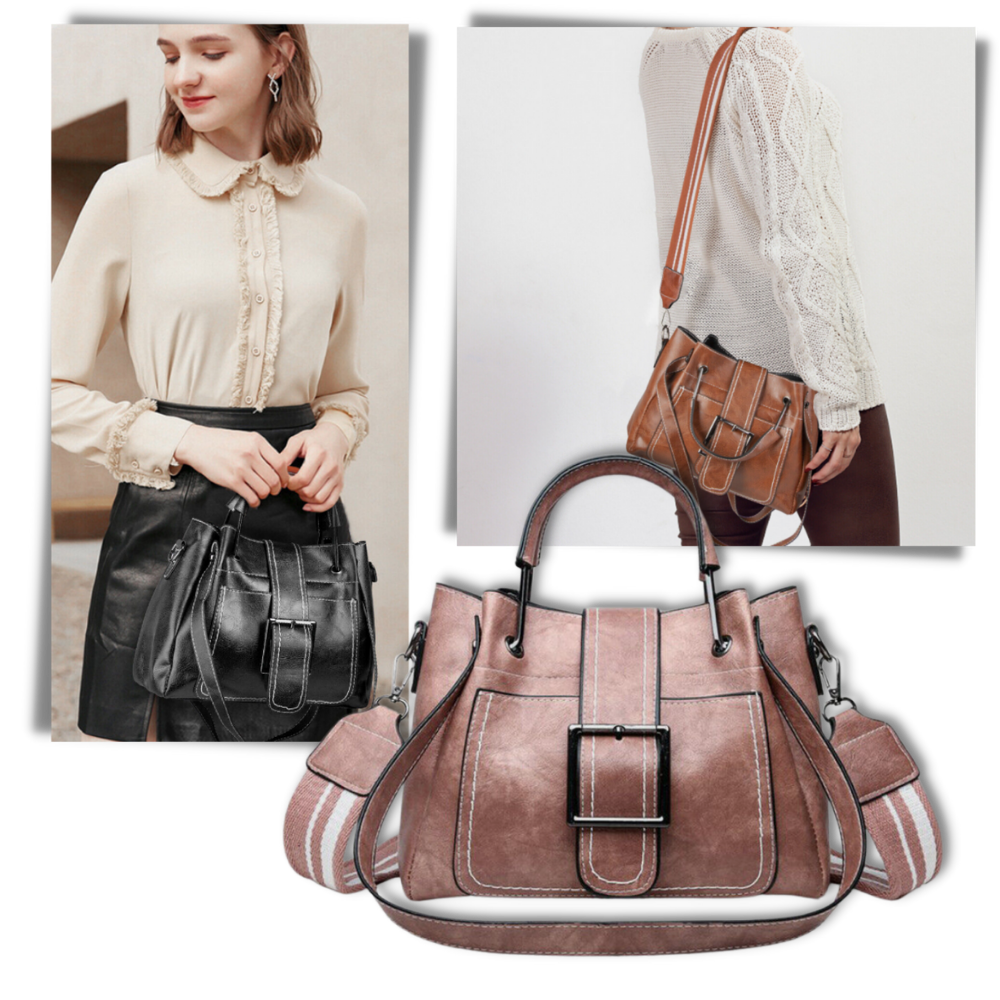Bolsa tiracolo vintage da Sexy Dance, sac de main com alça cruzada, estilo clássico e elegante em couro marrom.