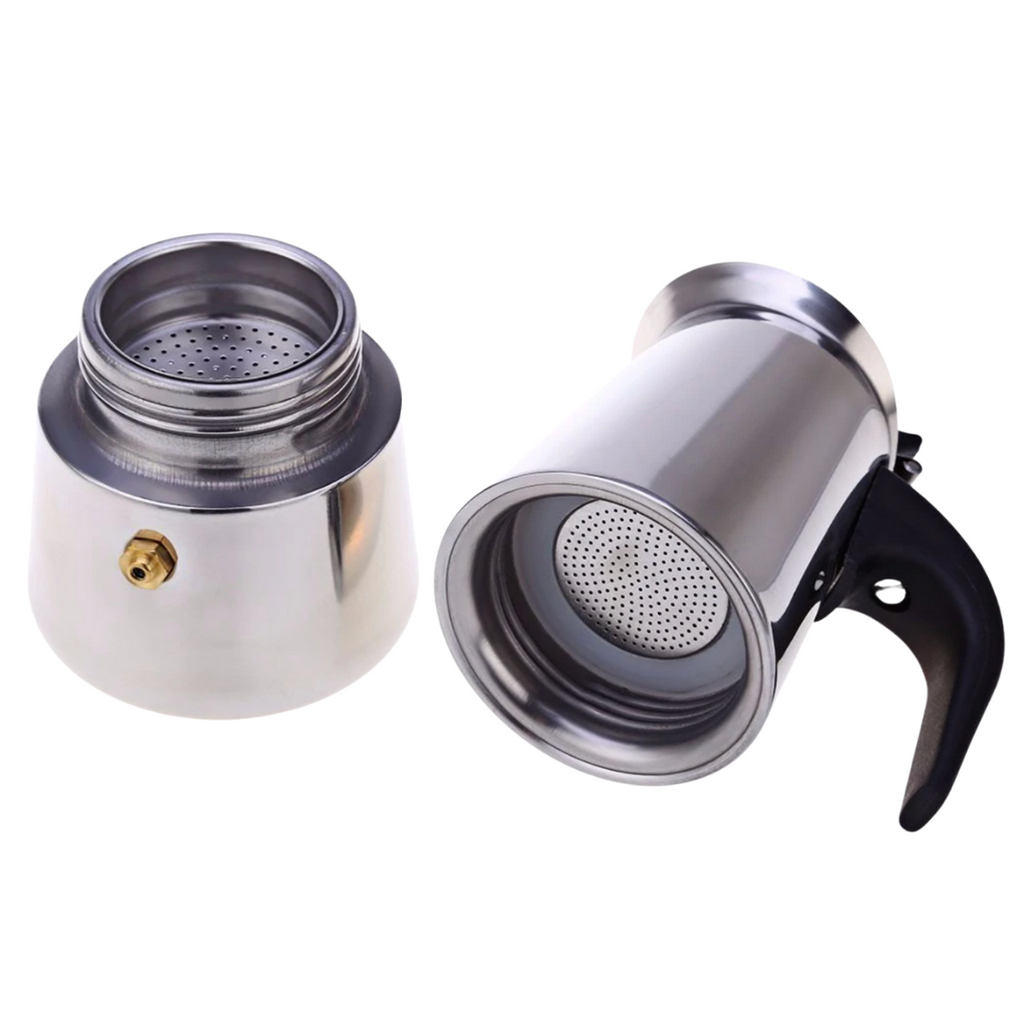 Cafetière italienne Crystalrao de 200 ml para preparo de café, eletrodoméstico de cozinha com acabamento em aço inox.