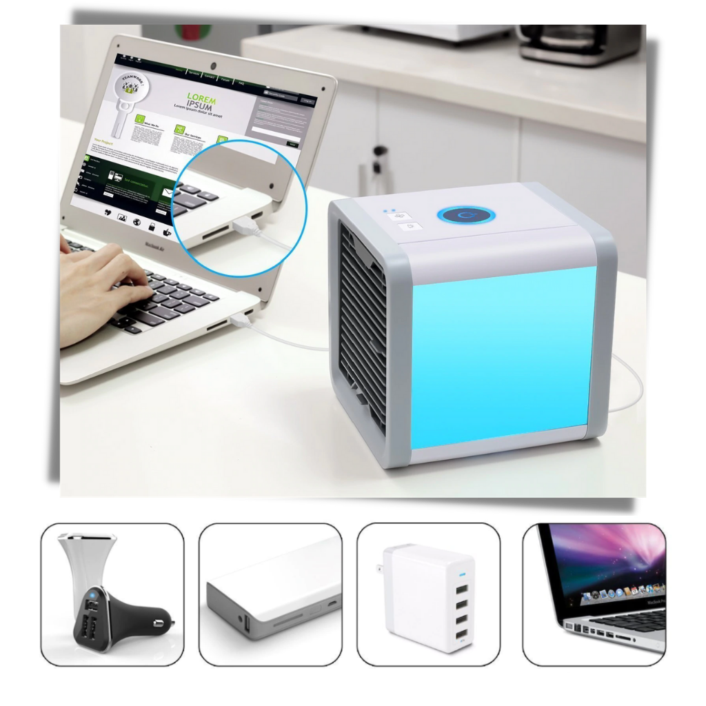 Mini climatiseur USB da Cshpo, aparelho compacto de aquecimento, ventilação e refrigeração, ideal para ambientes pequenos.