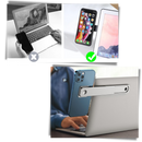 Suporte ajustável da Cubism para laptops e smartphones, acessório prático para computador e telefone móvel, cor prateada