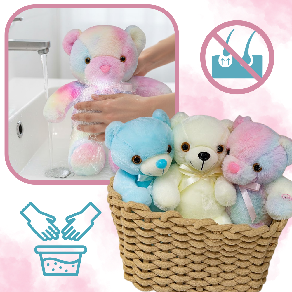 Peluche luminosa LED em forma de ursinho da marca Favolook, brinquedo macio e aconchegante com luz suave.