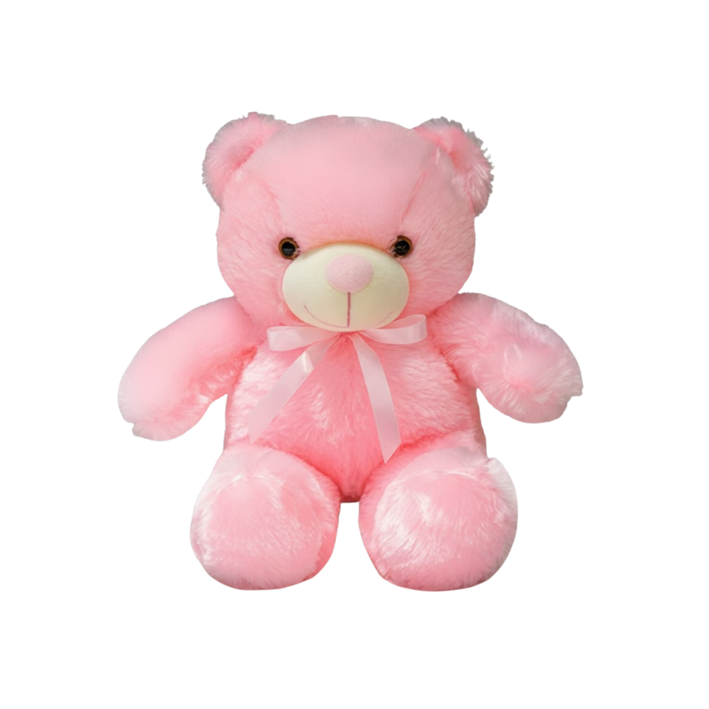 Urso de pelúcia luminoso LED rosa da Favolook, brinquedo macio de 30 a 45cm com luz suave para crianças.