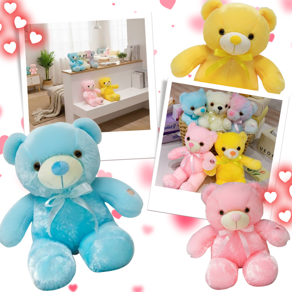 Peluche luminosa em forma de ursinho LED Favolook, brinquedo macio com luz suave para crianças e decoração aconchegante.