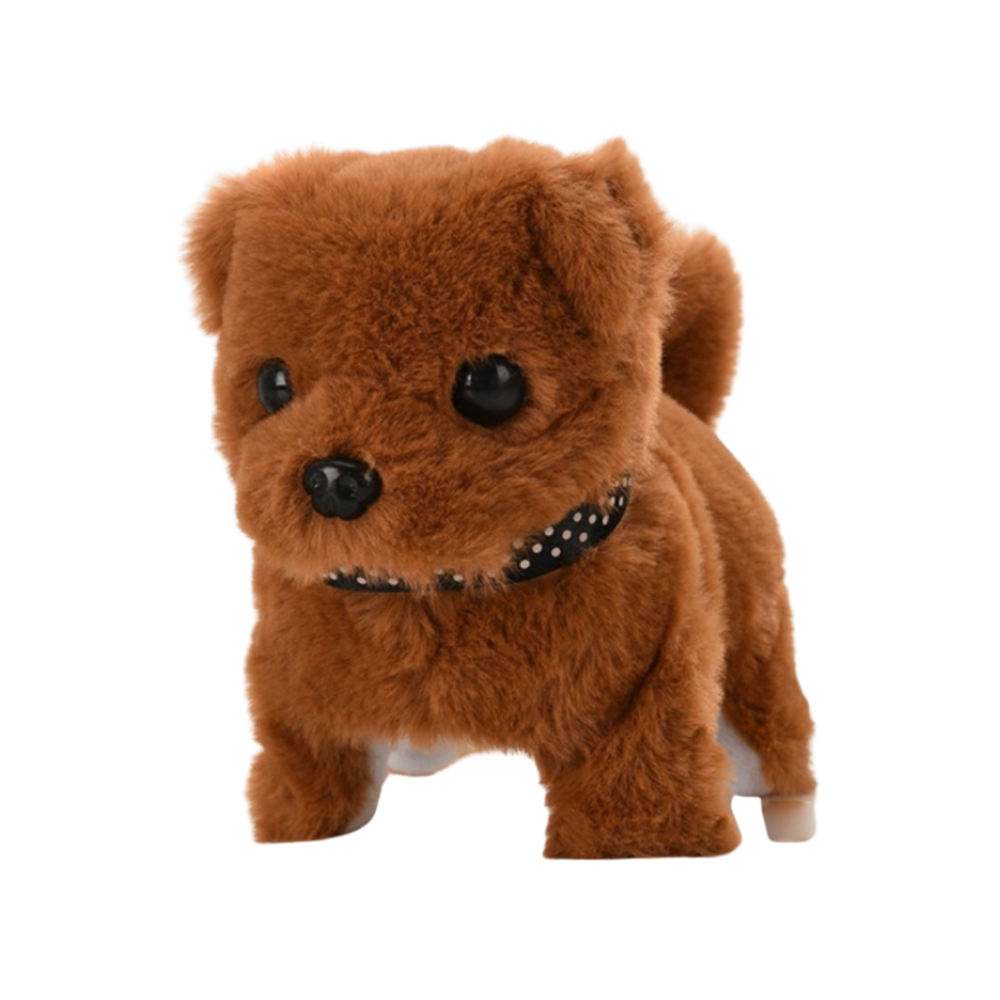 Boneco de pelúcia interativo Kenmeko de filhote de cachorro Bichon marrom, brinquedo fofinho para crianças.