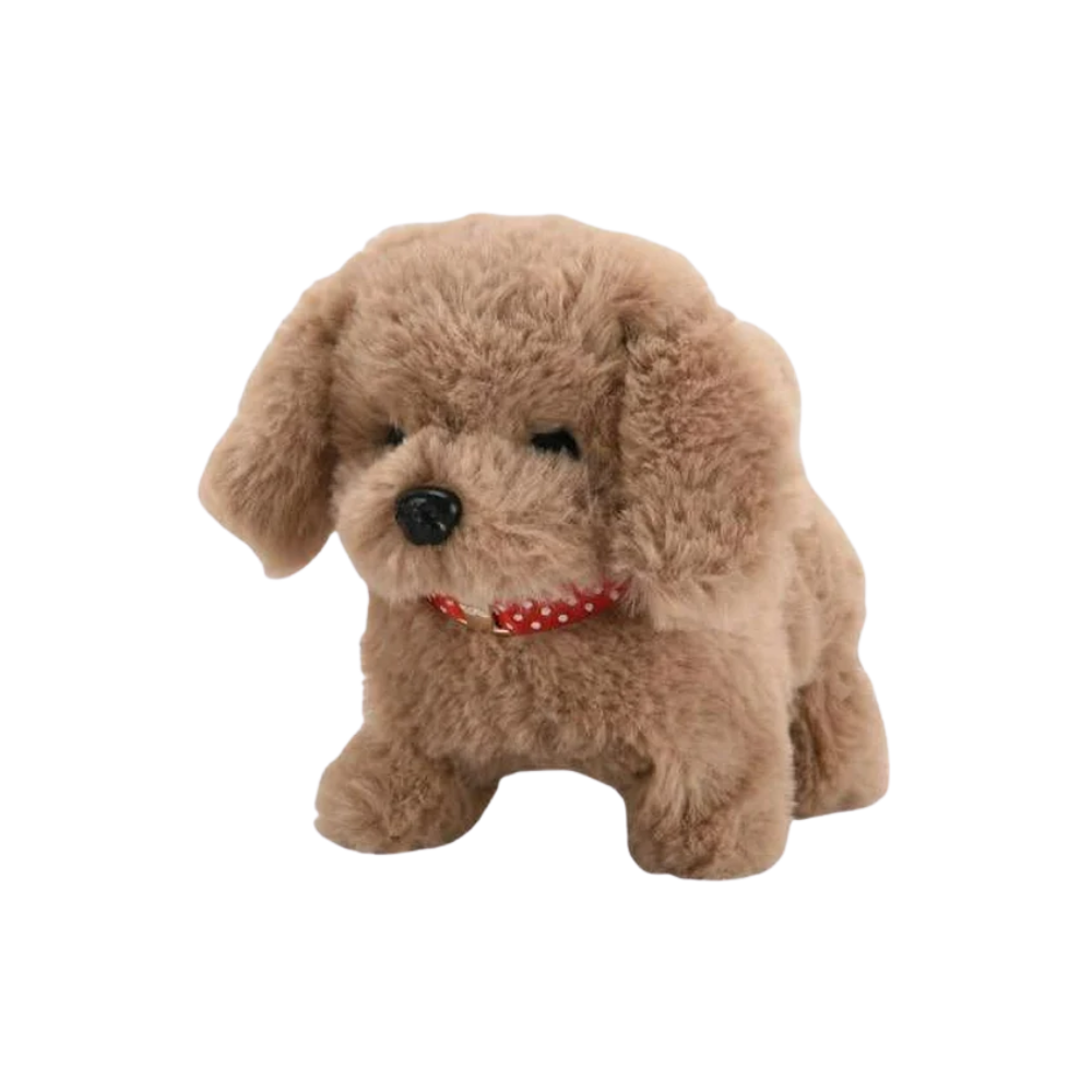 Boneca interativa de cachorro labrador bege da Kenmeko, brinquedo macio e fofinho para crianças.